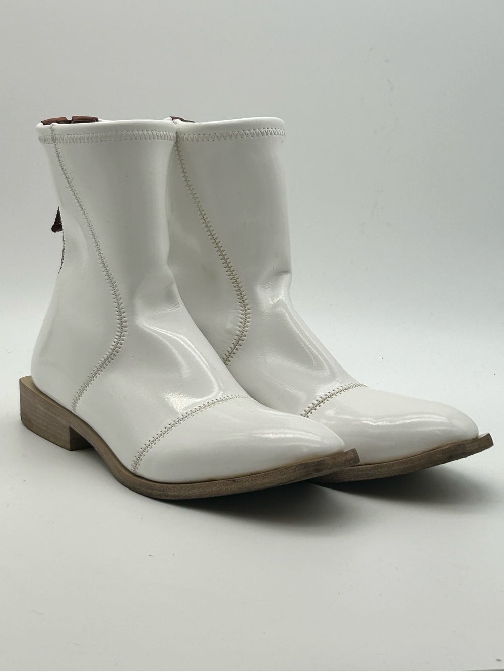Fendi White Patent Leather Ankle Boots EU 37.5